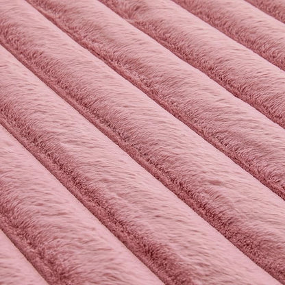 Dusty Rose Rabbit Striped Plush Rug 2'x6', Fluffy Faux Fur Shaggy Area Rug - Image 6