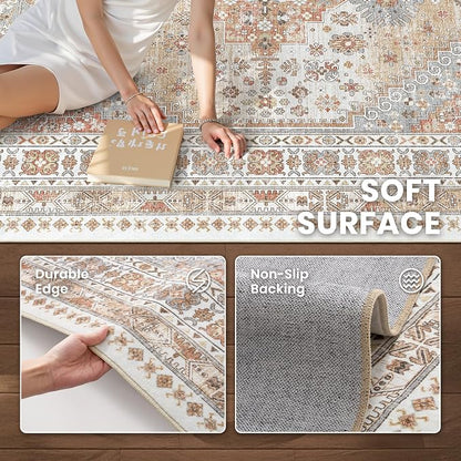 2'6 x 10' Runner Rug Non Slip, Washable Kitchen Rugs, Living Room, Long Rug - Image 5