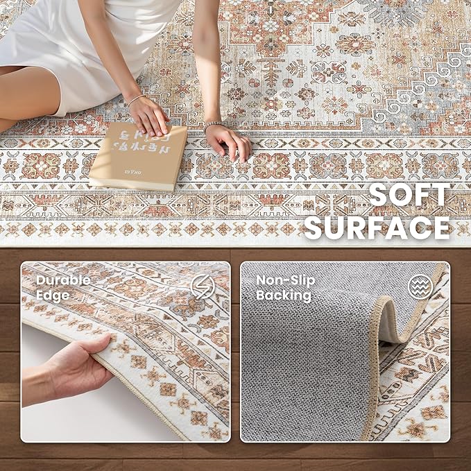 5x7 Area Rugs for Living Room, Large Washable Rug, Dining Room, Low Pile - Image 6