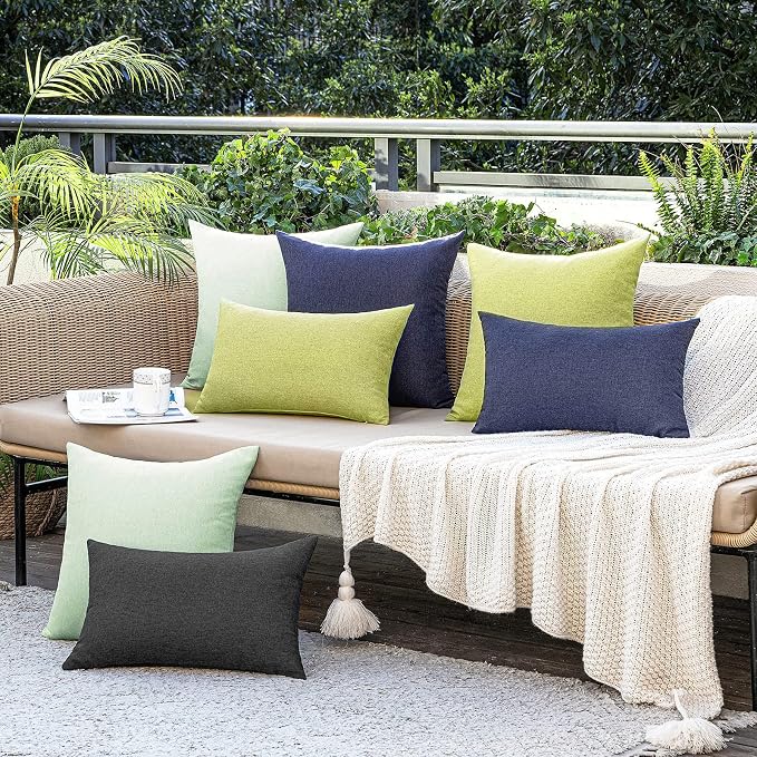 MIULEE Pack of 2 Decorative Outdoor Solid Waterproof Throw Pillow Covers Faux - Image 5