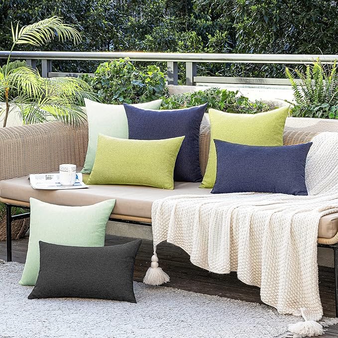 MIULEE Pack of 2 Decorative Outdoor Solid Waterproof Throw Pillow Covers Faux - Image 6