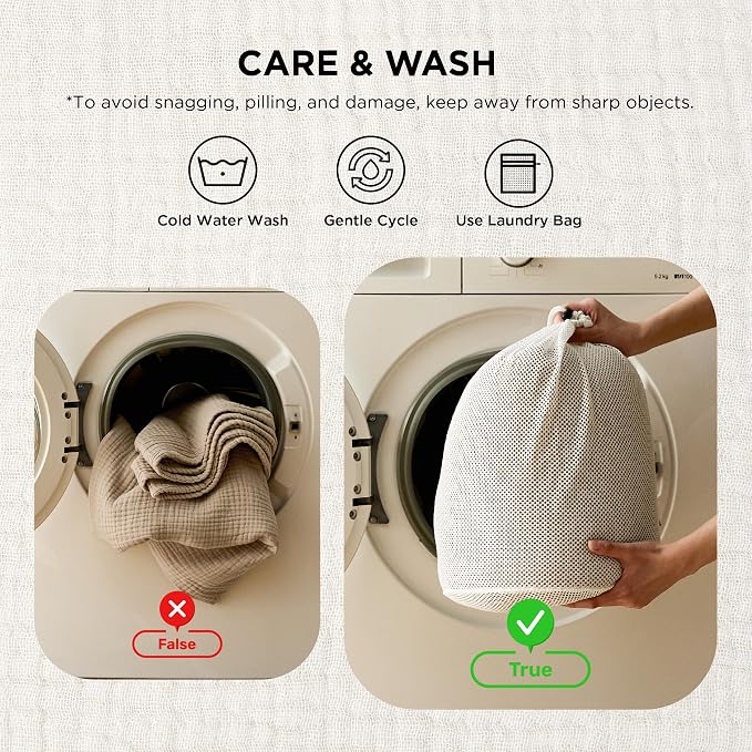 Bedsure 100% Cotton Muslin Blanket Queen Size - Image 6