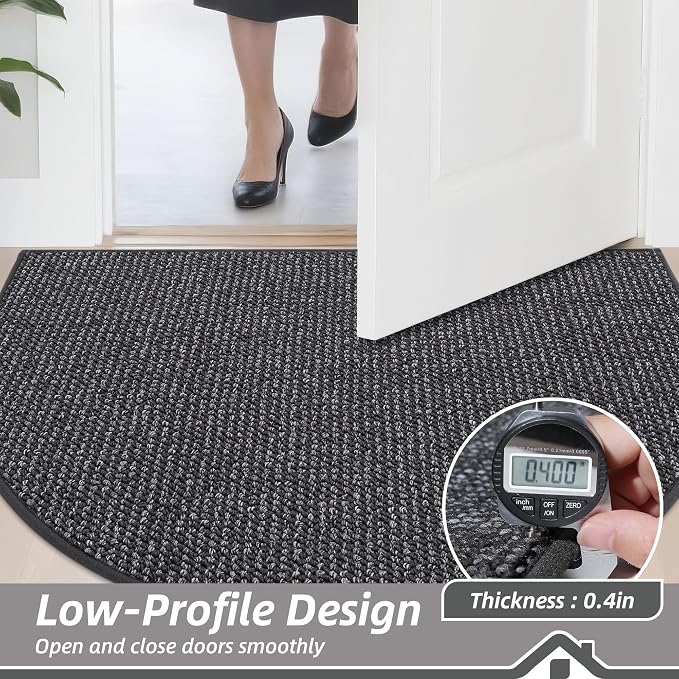 BEQHAUSE Dirt Trapper Door Mat 36" x 60" Half Circle Non Slip, Charcoal | - Image 6