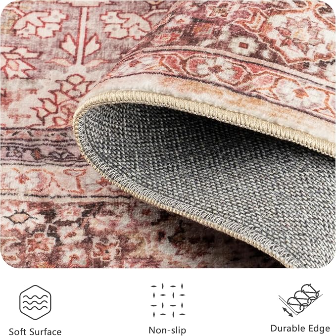 6x9 Area Rugs - Washable Vintage Retro Living Room Rug, Soft Ultra Thin Non - Image 5