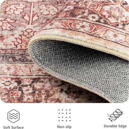 6x9 Area Rugs - Washable Vintage Retro Living Room Rug, Soft Ultra Thin Non - Image 5