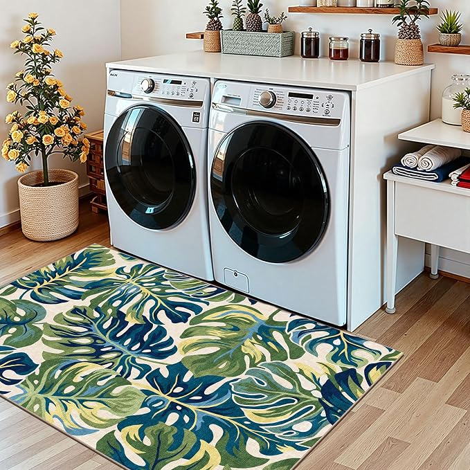 3x5 Monstera Entry Rug Washable Indoor Outdoor Mats - Image 9