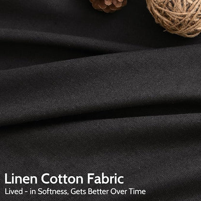 Vintage Black Linen Curtains 96 Inches Long - Image 4