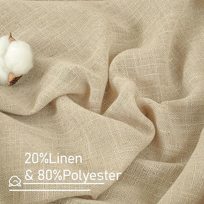 Linen Curtains 40 Inch Length 2 Panels, Light Filtering Panels | Semi Sheer - Image 3