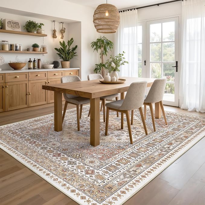 6x9 Area Rugs for Living Room Vintage Washable Rug, Non-Slip Backing Large Area - Image 5