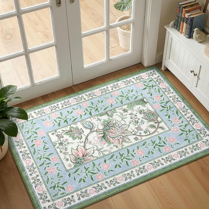 GarveeHome Blue Green Pink 2x3 Door Mat Indoor Rugs by GarveeHome