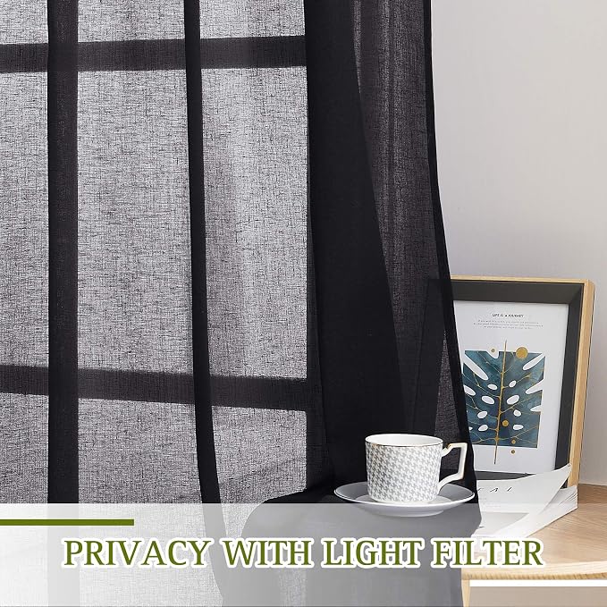 NICETOWN Linen Textured Sheer Curtains 108" L - Image 3