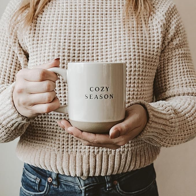 Sweet Water Decor Cozy Season Stoneware Coffee Mug | Fall and Winter Novelty Coffee Mugs | Microwave & Dishwasher Safe | 14oz Coffee Cup | Holiday Gift