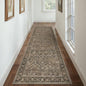 3x10 Brown Vintage Floral Washable Runner Rug by HUGEAR