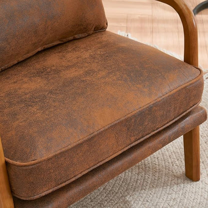 VINGLI Microfiber Rustic Comfy Accent Chair, Mid Century Modern Lounge Armchair - Image 6
