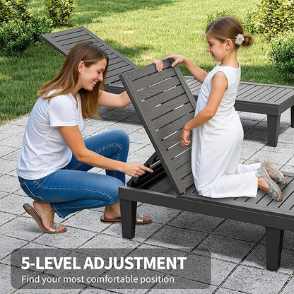 Outdoor Lounge Chair Set of 6, 5-Positions Adjustable Patio Chaise Lounges - Image 8
