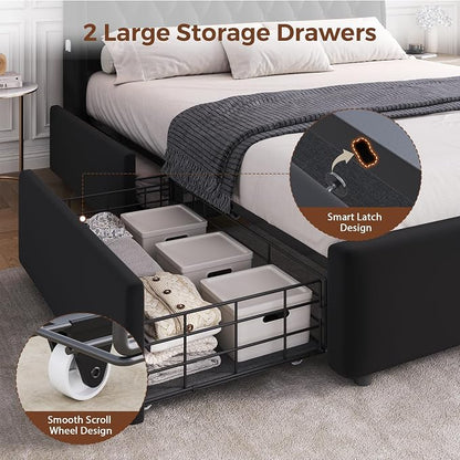 Queen LED Velvet Bed Frame - Image 5