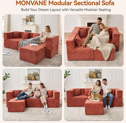MONVANE 103'' Modular Sectional Sofa, Cloud Sectional Couch - Image 3
