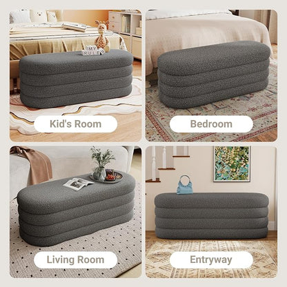 Busaurus Storage Ottoman Bench 49.2 Inch Upholstered Fabric Storage Bench - Image 7