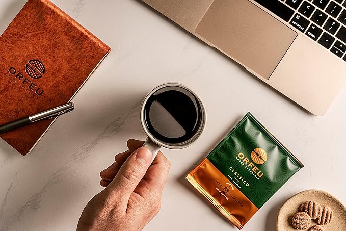 ORFEU - Special Coffee Classic Drip Sachet - 100% Arabica Coffee, Medium Roasted, Aroma of Floral, Fruity & Caramel, Balanced Acidity, Made In Brazil, Soft with Velvety Structure - 10 units, 100g