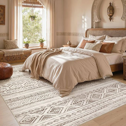 cotiled Boho 10x12 Area Rug for Living Room: Large Moroccan Washable Rug | - Image 5