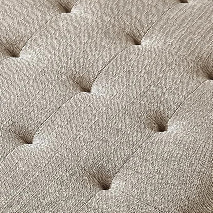 24KF Large Square Upholstered Tufted Linen Ottoman Coffee Table, Large Footrest - Image 5