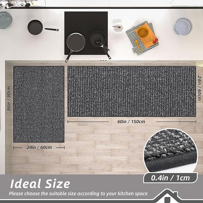 BEQHAUSE Kitchen Rugs and Mats 2PCS Non-Slip, Charcoal | Kitchen Mats - Image 2