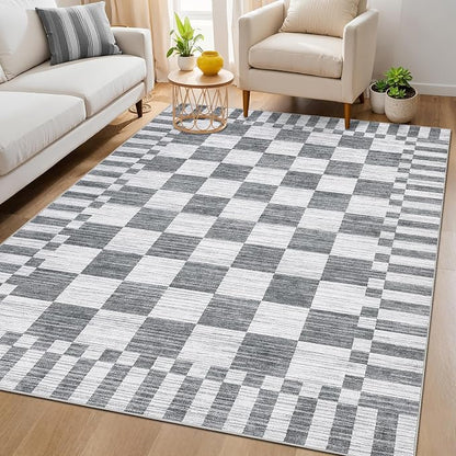 GarveeHome 9x12 Area Rugs for Living Room Washable Checkered Rug Bedroom | - Image 4