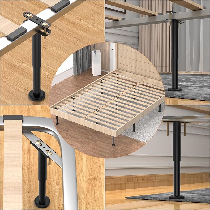 Wlrrcwdttc 6 Pcs Adjustable Height Bed Support Legs 7.08-12.6 inch, Bed Frame - Image 4