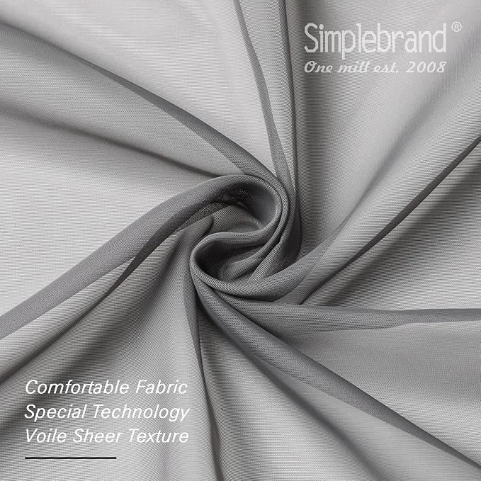 Simplebrand Grey Sheer Curtains 96 Inches Long, Light Filtering Rod Pocket - Image 8