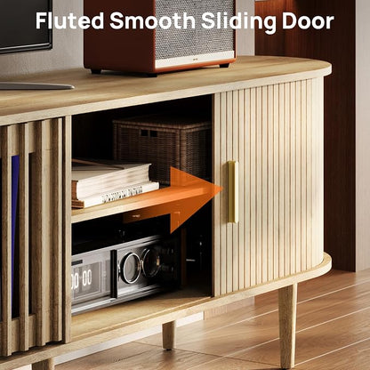 94.5" Fluted Mid Century Modern TV Stand - Image 7