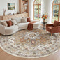 Madane Washable 8ft Circle Round Rug, 8x8 Circular Area Rugs, Turmeric/Grey | by Madane