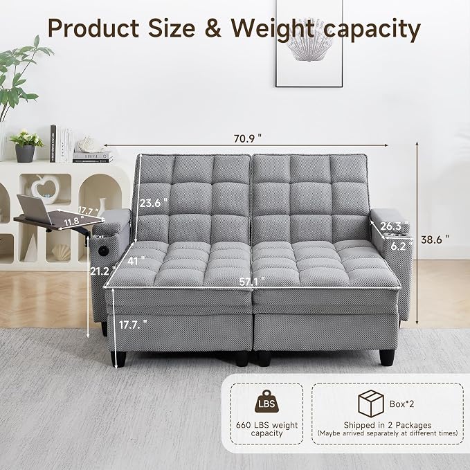 Auvsoce 71" Loveseat Recliner Chair - Image 2