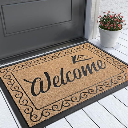 Yimobra Welcome Front Door Mat, Heavy Duty Easy Clean Doormat Indoor Outdoor by Yimobra