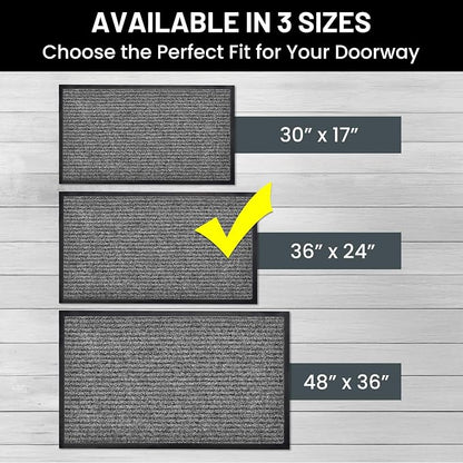 Front Door Mat, Indoor Outdoor Welcome Muddy Doormat, 36x24 Battleship Gray | - Image 3