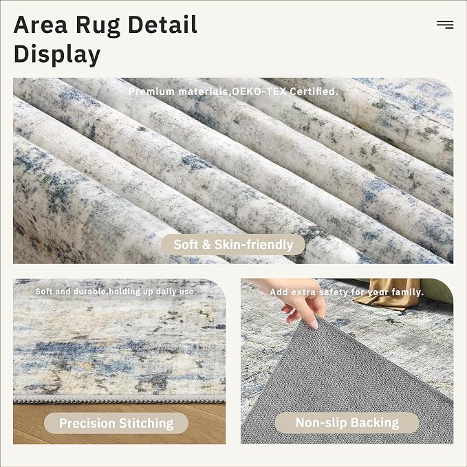 Soalmost Abstract Rug 5x7 Washable Area Rugs - Image 6