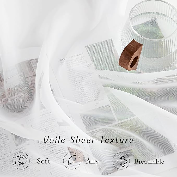 NICETOWN Ivory Sheer Curtains Extra Long 135 inch Length - Image 5