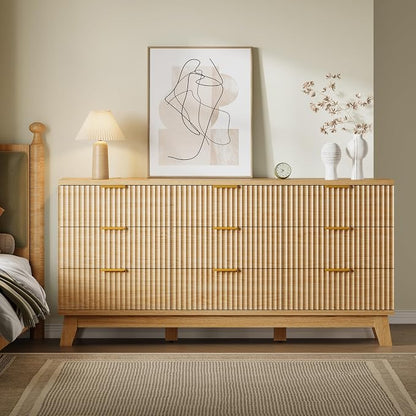 BORNOON Fluted 9 Drawer Dresser, 57.1" Wide Modern Boho Chest of Drawers - Image 4