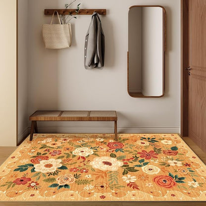 DUKINO 4x6 Area Rug, Floral Washable Rug Non Slip Office Chair Mat, Stain - Image 5