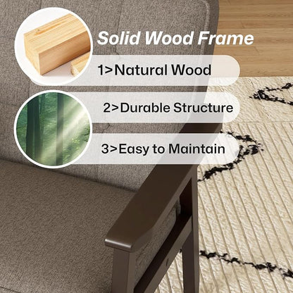 Modern Accent Chair with Arm Rest, Upholstered Linen Fabric Leisure Chair with - Image 7