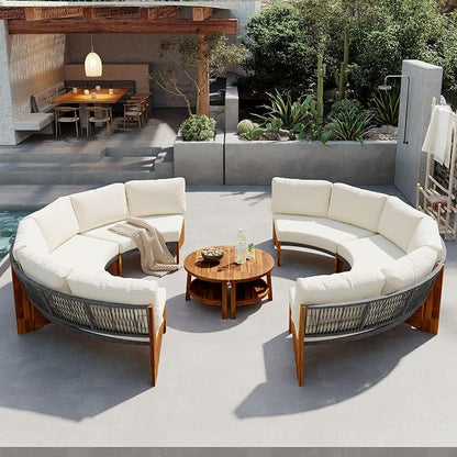 VilroCaz 3-Piece Outdoor Patio Furniture Sectional Sofa Set, 2 Semi-Circle Sofas - Image 2