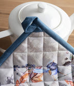 Maison d' Hermine Pot Holders Set 100% Cotton Heat Resistant Potholders 8" x 8" Hot Pads with Loop BBQ, Cooking, Baking, Grilling, Kitchen, Handling Hot Pans (Pack of 2, Equinoxe - Grey)