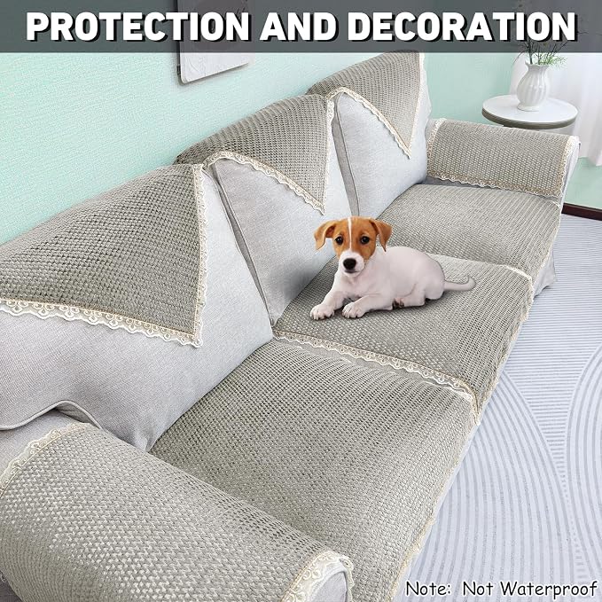 Couch Arm Cover, Sofa Arm Covers, Non-Slip Lace Armrest Covers, - Image 4
