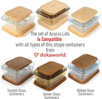 Natural Bamboo Lids Set for Food Storage Glass Containers (4pcs) - Lids are compatible with all Glass Food Storage Containers Sets