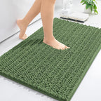 Arotive Luxury Chenille Bathroom Rug Mat, Extra Soft Thick Absorbent Shaggy Bath Rugs, Non-Slip Machine Wash Dry, Plush Bath Mats for Bathroom, Shower and Tub, 36x24, Olive Green
