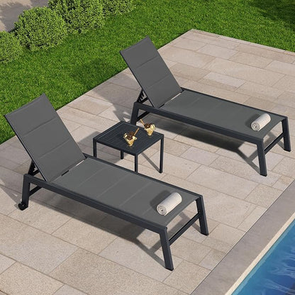 PURPLE LEAF Outdoor Chaise Lounge Set of 2 Aluminum Patio Lounge Chair - Image 3