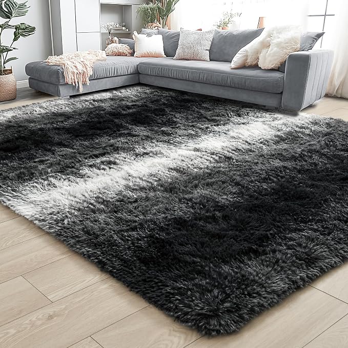 8x10 Extra Large Black and White Fluffy Area Rug Non-Slip - Image 8