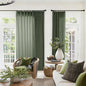Olive Green Extra Wide Pinch Pleated 100 x 108 Inch Linen Curtains | by DUKIYO