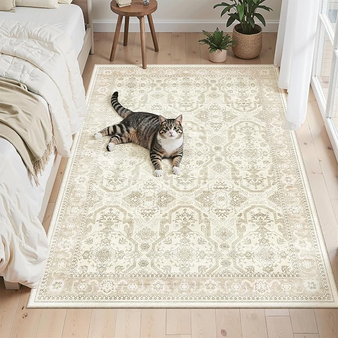 Soalmost 4x6 Area Rug for Living Room, Washable Rugs Non-Slip, Thin Foldable by Soalmost