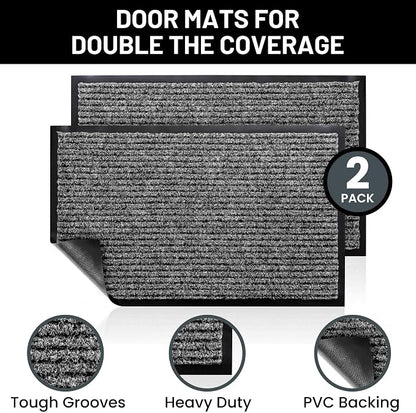 Front Door Mat, Indoor Outdoor Welcome Muddy Doormat, 48x36 Battleship Gray | - Image 2