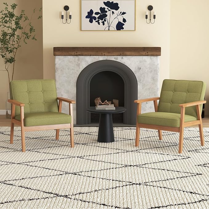 Modern Accent Chair with Arm Rest, Upholstered Linen Fabric Leisure Side Chair - Image 4